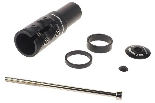 Удлинитель штока вилки выдвижной SH-01 для безрезьбовой рул. колонки 1-1/8"x124x138 мм, алюм. Чёрный